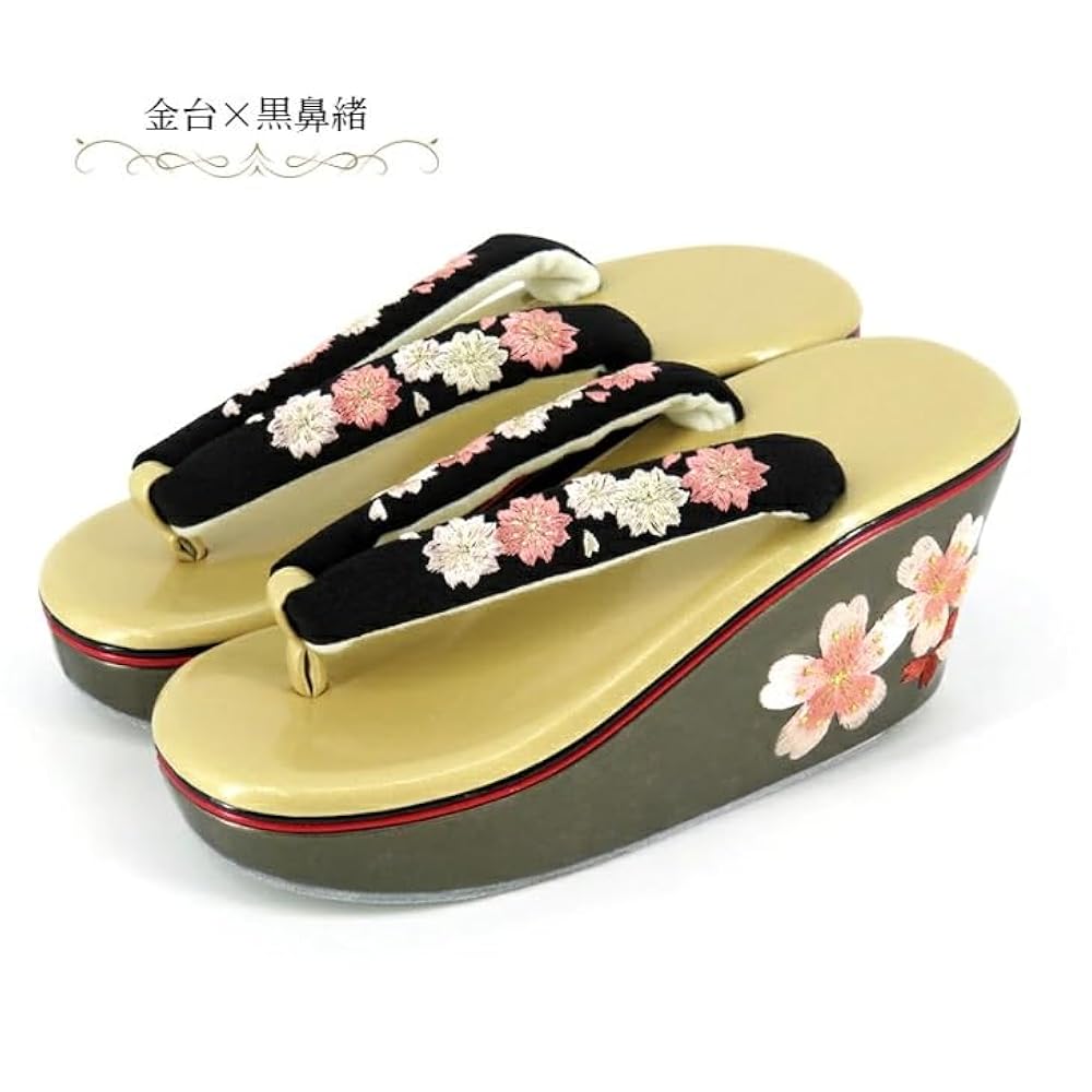 Amazon.co.jp: 草履 ハイヒール刺繍草履 こっぽり 桜刺しゅう
